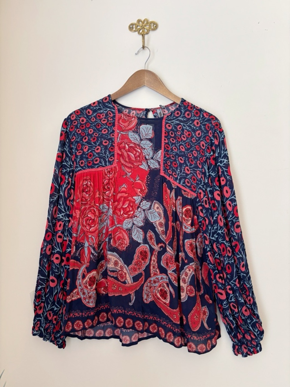Bl^nk London Miranda Floral Balloon Sleeve Peasant Blouse Large